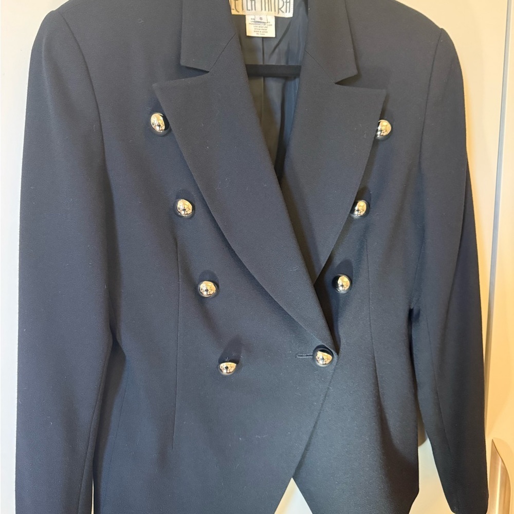Vintage Leyla Mitra Wool Blazer Made in Japan Double Breasted Jacket - Picture 3 of 6